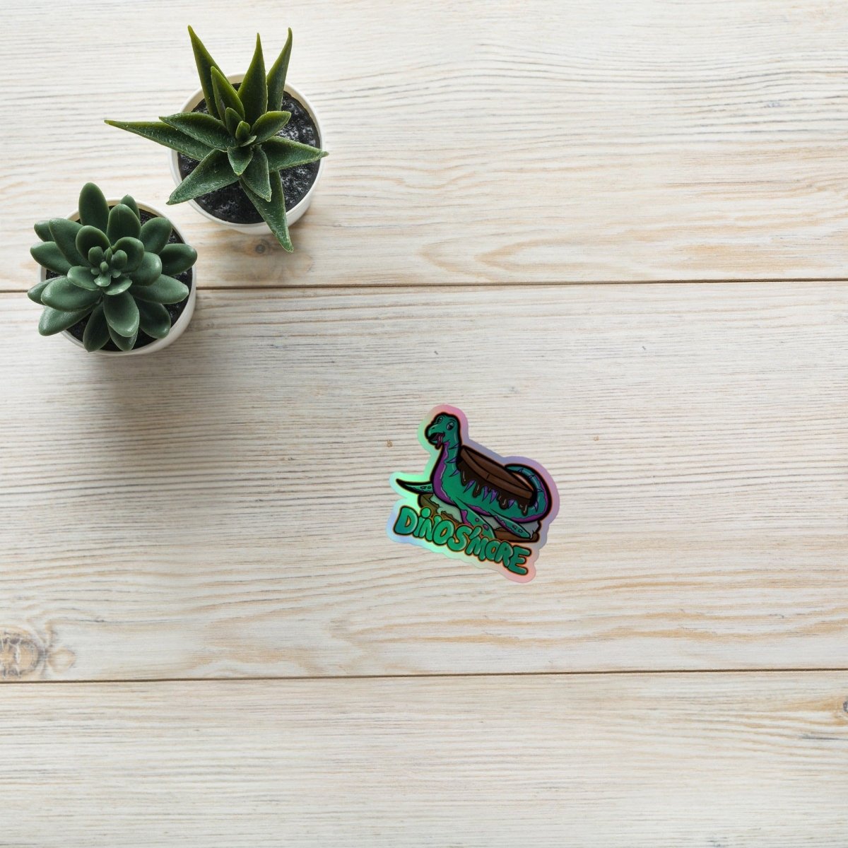 Dino S'more // Holographic stickers - Maux Zachintosh